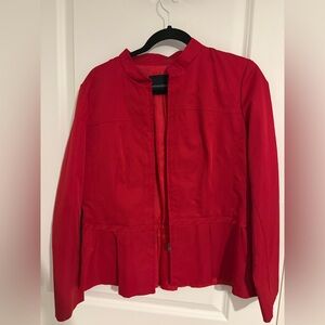 Cynthia Rowley Red Zip-Front Peplum Jacket